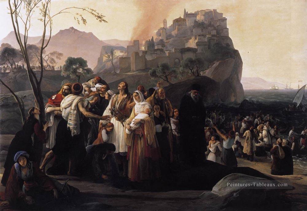 Les réfugiés de Parga romantisme Francesco Hayez Peintures à l'huile